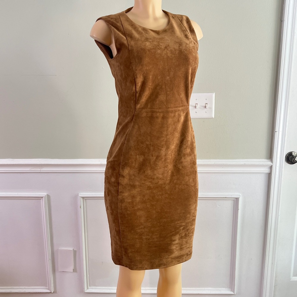 Calvin Klein Brown Suede Sheath Dress